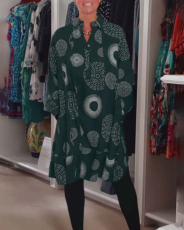 Robe décontractée à revers à imprimé géométrique