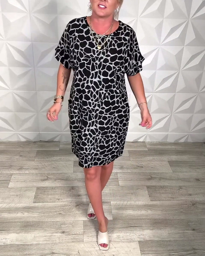 Robe décontractée imprimée col rond