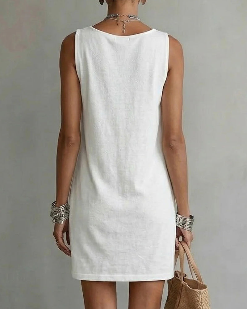 Robe Sans Manches Col Roulé